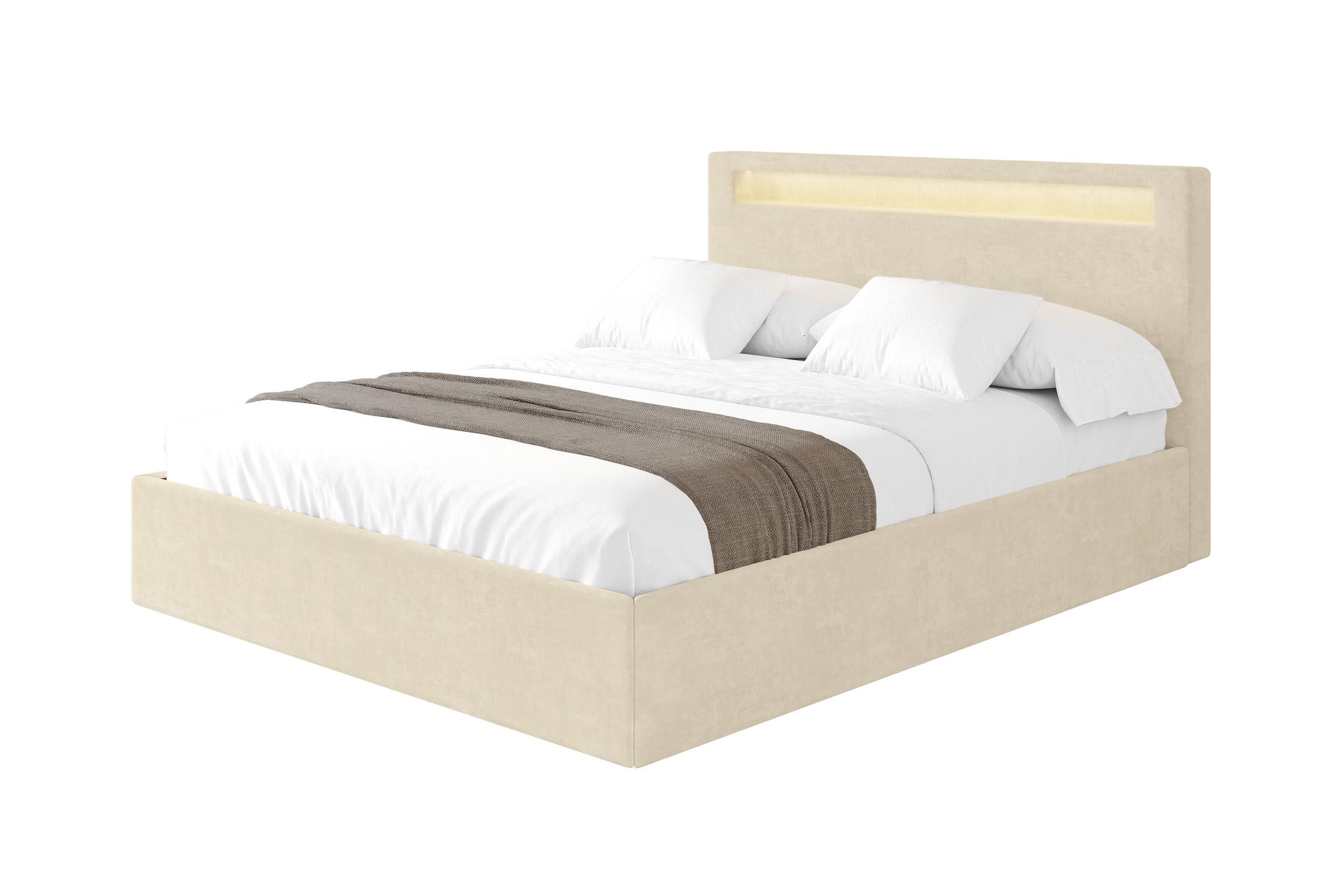 POLSTERBETT mit Bettkasten und Lattenrost, Bett mit Matratze H3/H4 - GOLA 140x200 Beige - Beige, Holzwerkstoff/Textil (140/200cm) - ALTDECOR