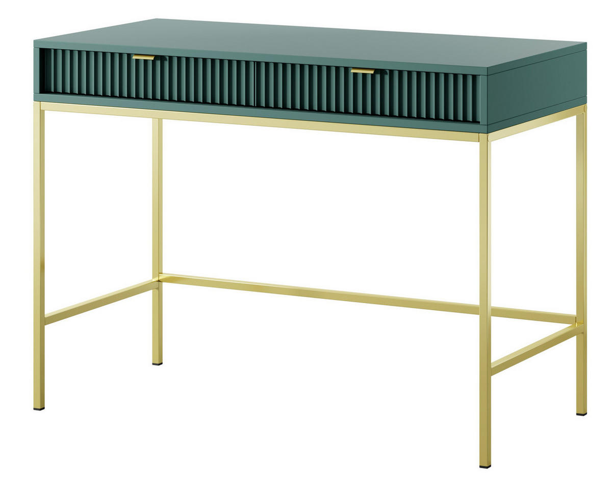 SCHMINKTISCH Kioto in Grün mit Metallbeinen - Goldfarben/Grün, Holzwerkstoff/Metall (50/104/77cm) - Ravio