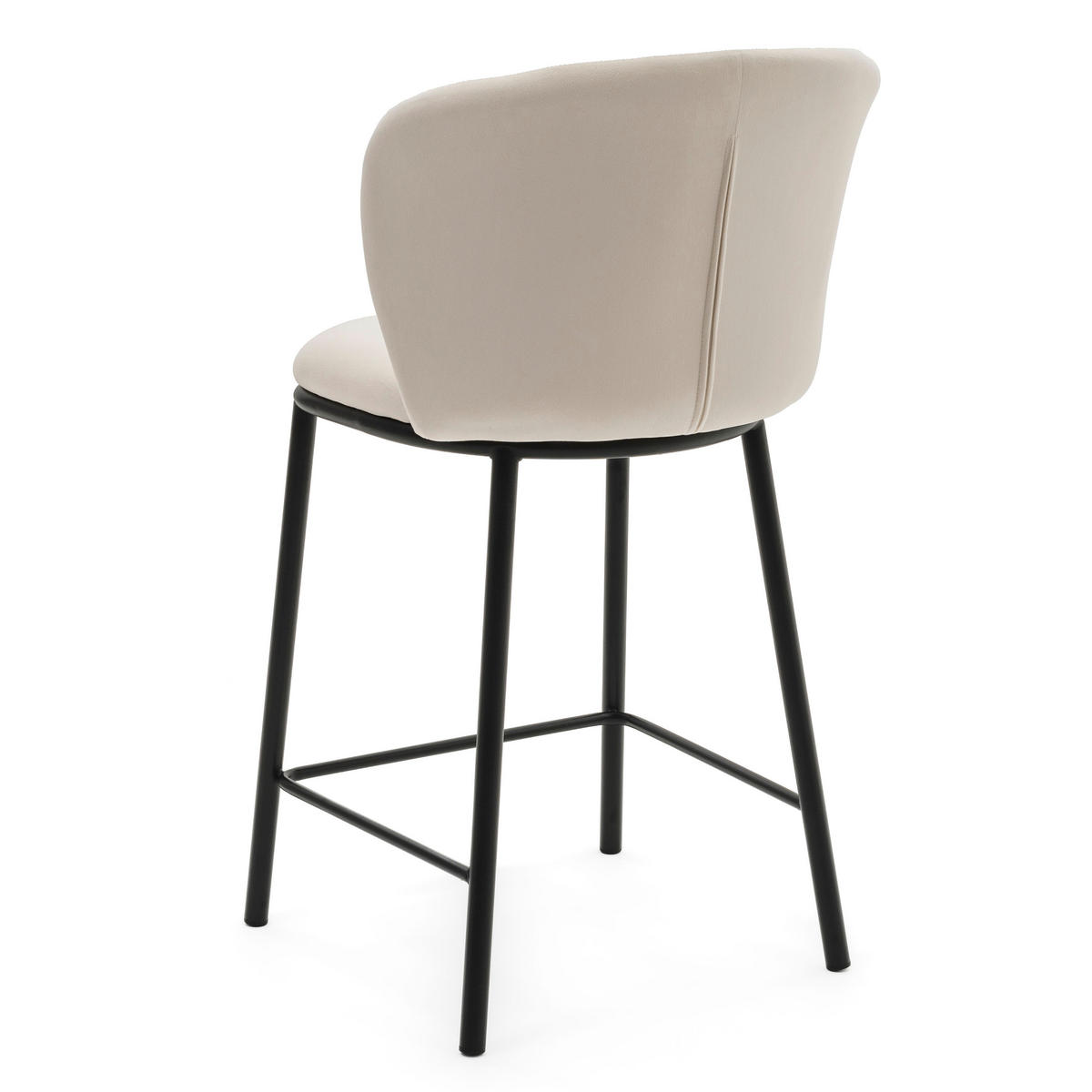 BARHOCKER BARI gepolsterter mit Steppung - beige - Samt Velour - Beige/Schwarz, Textil/Metall (55/94/57cm) - NEW HOME