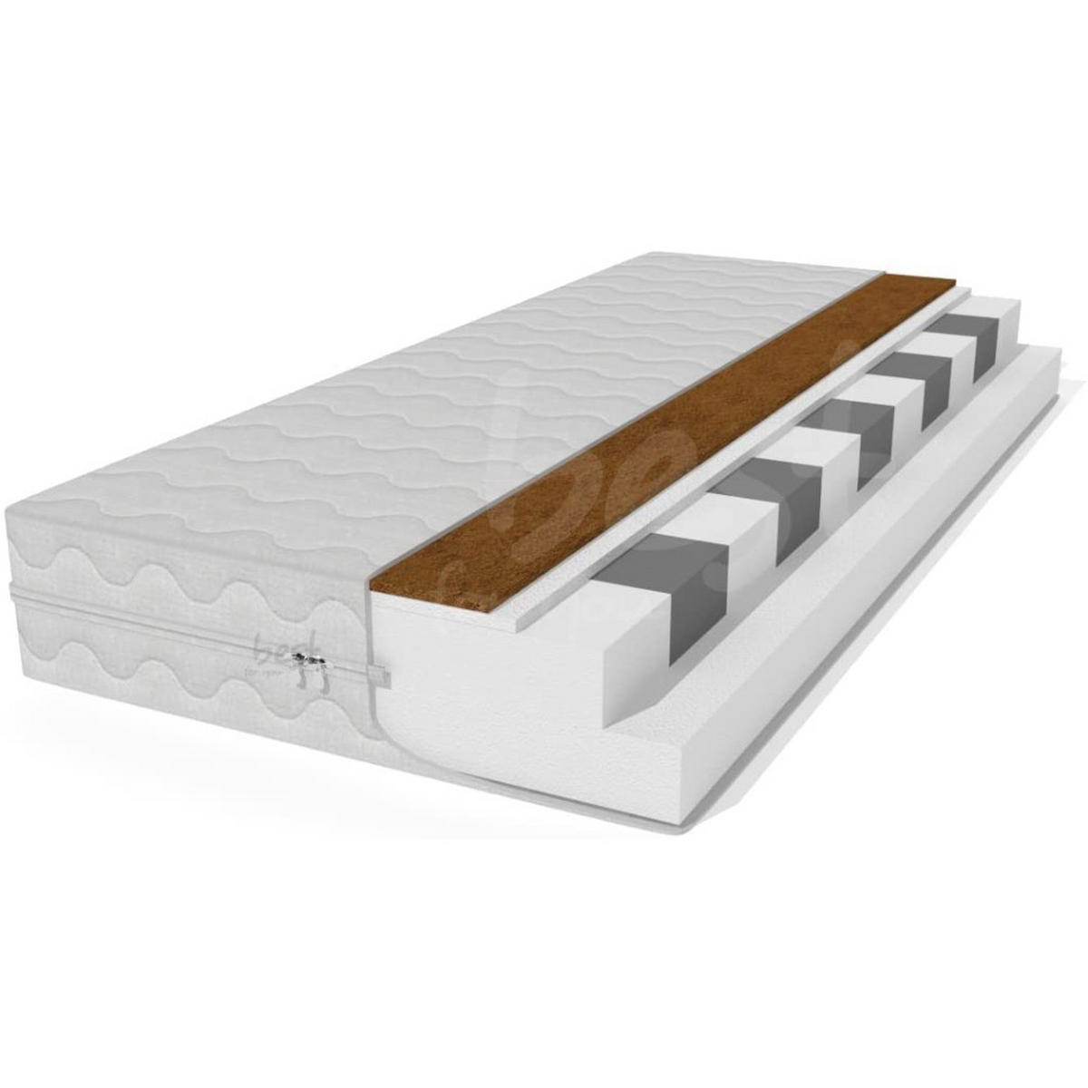 MATRATZE, 11-ZONEN KALTSCHAUM, mit Kokos, 3-Seiten-Reißverschluss - Grau, Textil (160/200cm) - Best For Home