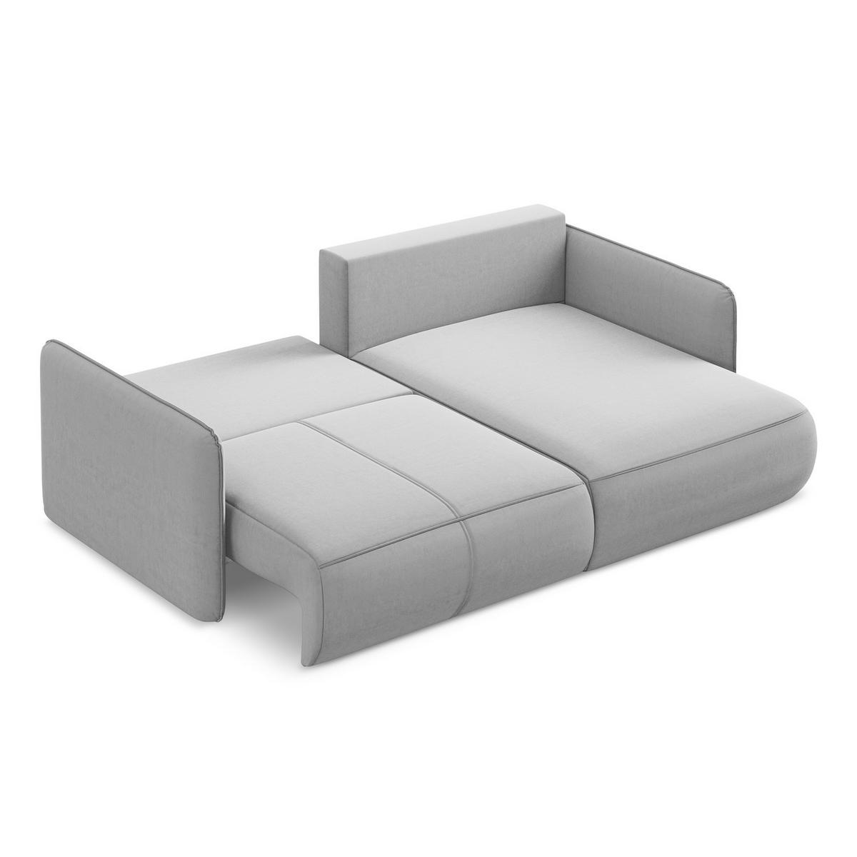 ECKSOFA mit Schlaffunktion Samt Stoff Grau - Schwarz/Grau, Kunststoff/Textil (207/148cm) - LaMiaSofa