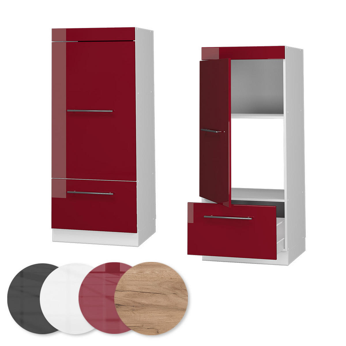 MIKROWELLENSCHRANK Fame-Line Bordeaux Hochglanz 60 cm - Bordeaux/Weiß, Holzwerkstoff (60/153.6/58.1cm) - Vicco