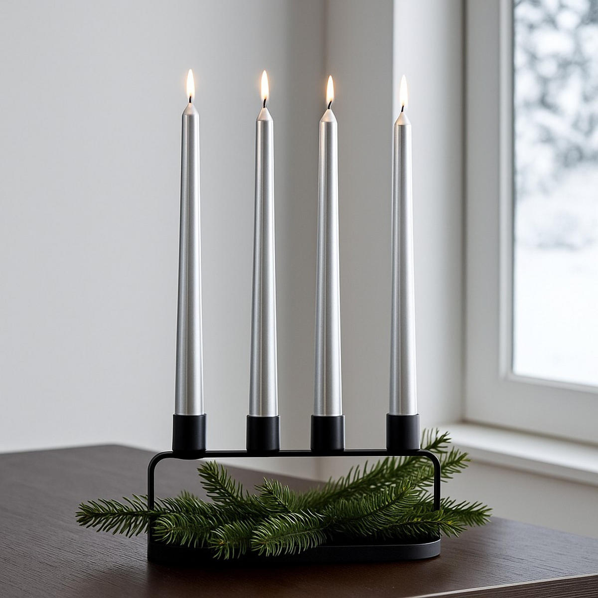 KERZEN Satin 25 cm 4er-Set - Silberfarben, Paraffin (2.1/25/2.1cm) - Atmosphera Createur d´interieur