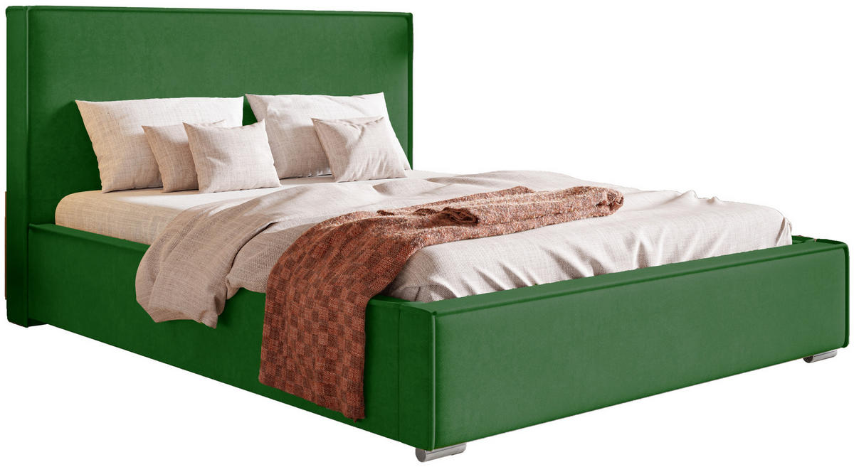 POLSTERBETT 160x200 Sydney mit Bettkasten, Grün - Grün, Holz/Textil (160/200cm) - Emporius