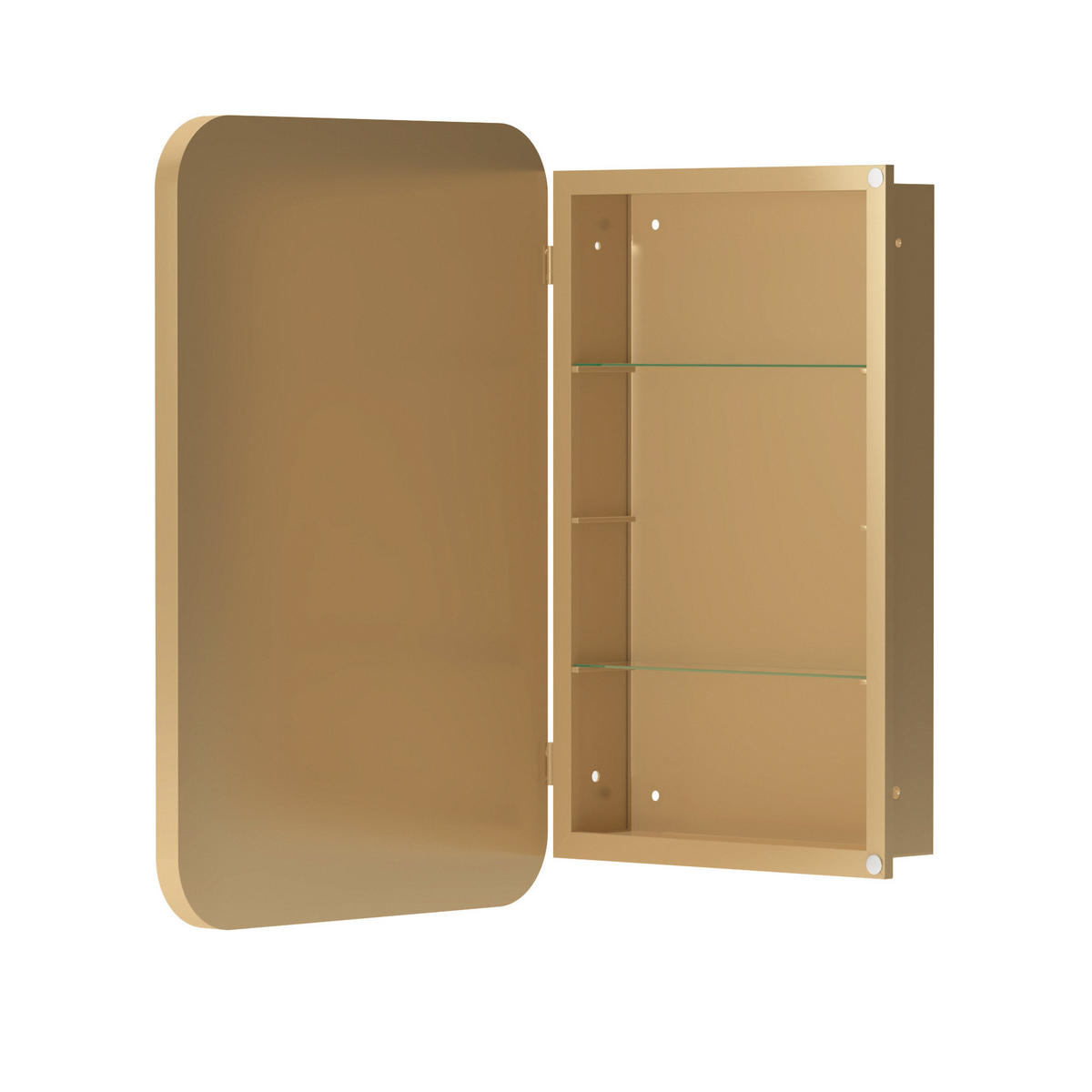 SPIEGELSCHRANK Gold mit verstellbaren Einlegeböden und Metallrahmen 51/76/12 cm - Goldfarben, Metall (76/12/51cm) - PANGIVO