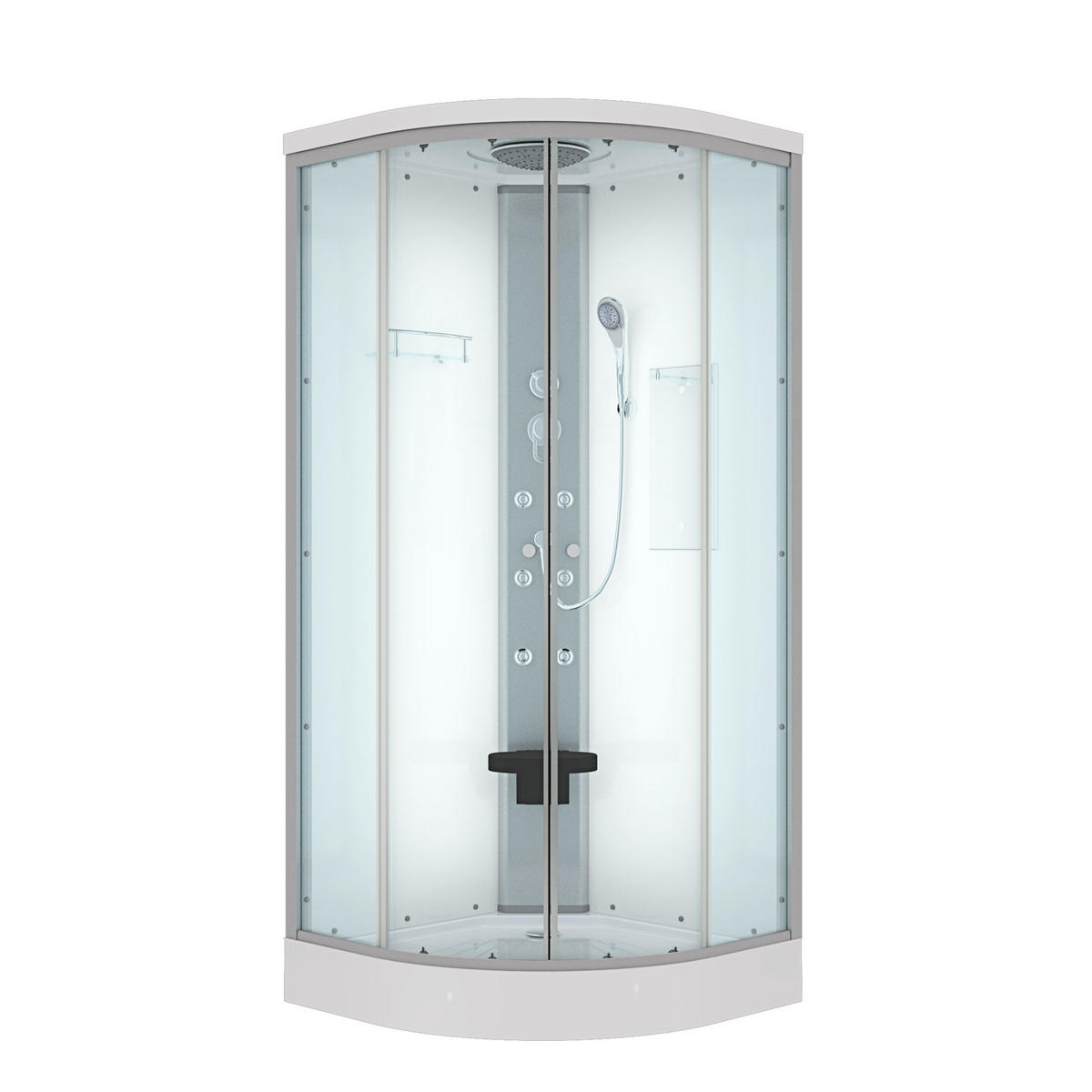 DUSCHE Fertigdusche D10-00T0 Weiß 80x80 - Weiß, Glas/Kunststoff (80/80/215cm) - AcquaVapore by Sandra Jentho