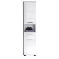HOCHSCHRANK weiß Hochglanz 30 cm, Badschrank modernes Design - Weiß Hochglanz/Schwarz, Holzwerkstoff/Kunststoff (30/182/31cm) - Top.Furn