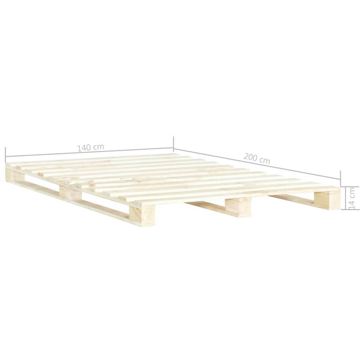 PALETTENBETT Massivholz Kiefer 140/200 Cm - Naturfarben, Holz (140/200cm) - vidaXL