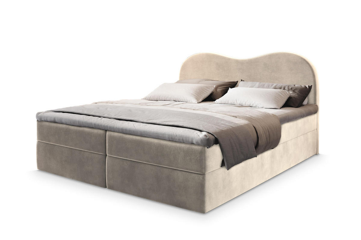 POSTEL BOXSPRING FLUVIA 160x200 cm, s matrací a úložným prostorem, krémová - krémová, kompozitní dřevo/textil (160/200cm) - MASSENO