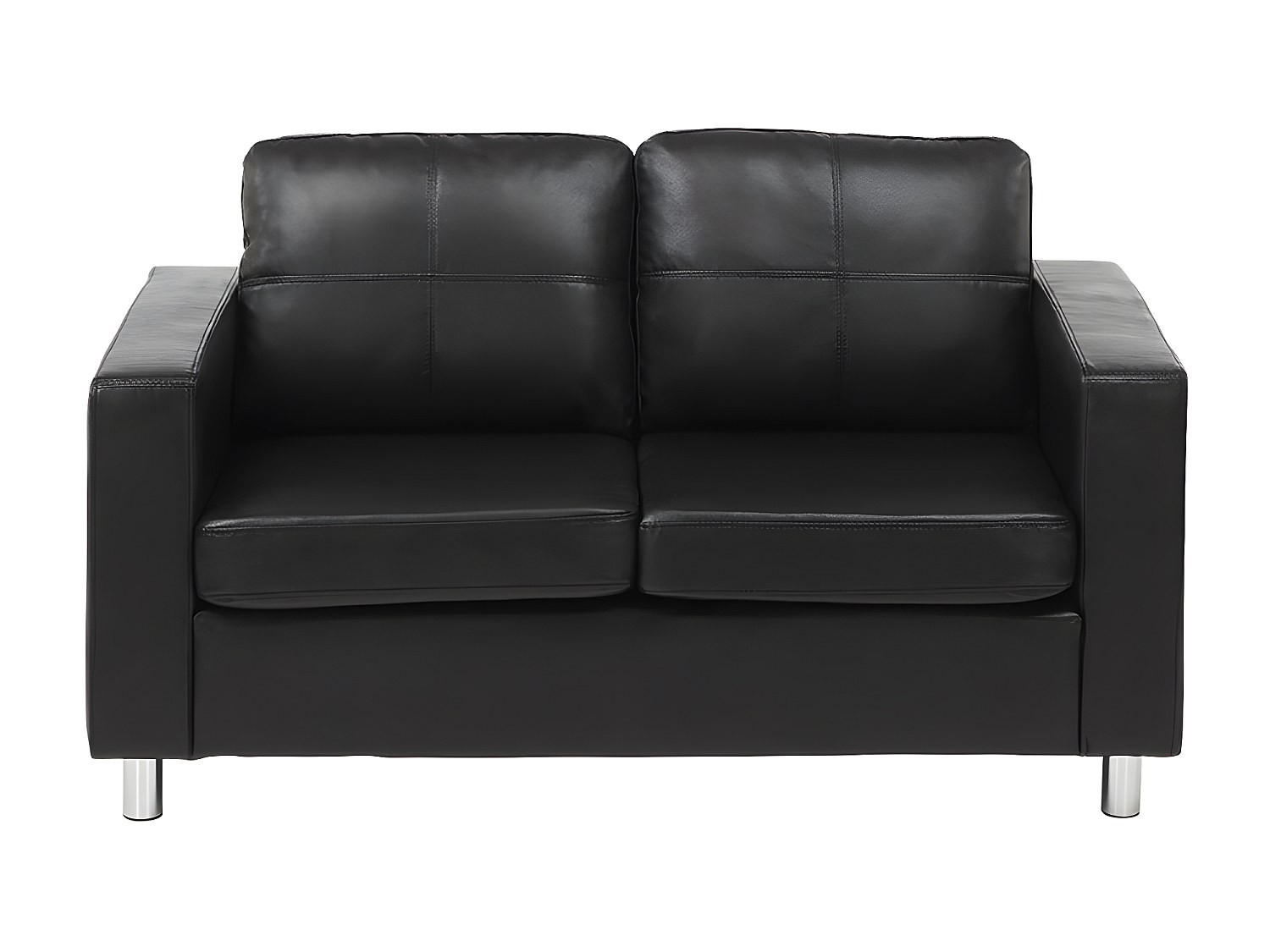 SOFA - 2 Personen - kunstleder - schwarz Ackley - Schwarz, Leder/Textil (140/77/75cm) - Vente-Unique