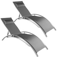 GARTENLIEGE 2er Set Alina,180 x 59 x 50 cm,grau - Grau, Kunststoff (59/81.5/180cm) - tectake