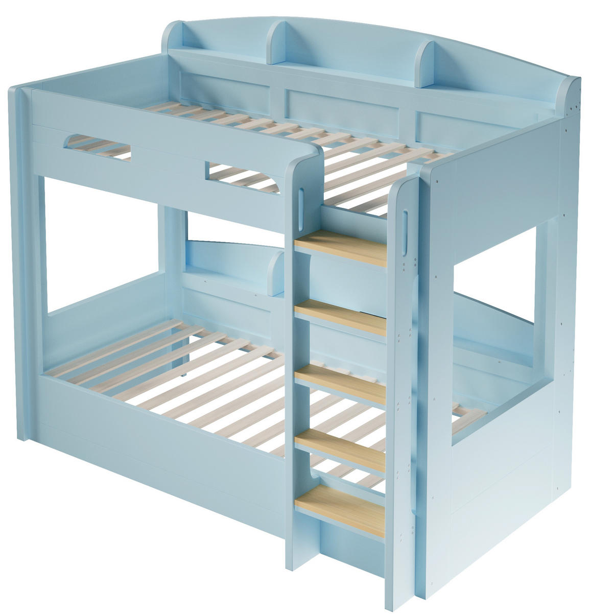 ETAGENBETT 90/200 cm Hellblau mit Ablagefächern und USB-Steckdose - Hellblau, Holz (90/200cm) - MIVRAY