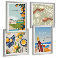 BILDER SET 4er Set - 50x50 cm & 40x60 cm Silberner Rahmen - Italienische Zitronenurlaube Capri - Silberfarben, Kunststoff (50/50cm) - TULUP