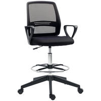 BÜROSTUHL DE-05082 Mit Armlehnen, Fußring & Netzbespannung Schwarz - Schwarz, Kunststoff (66/120/68cm) - ComfortXL