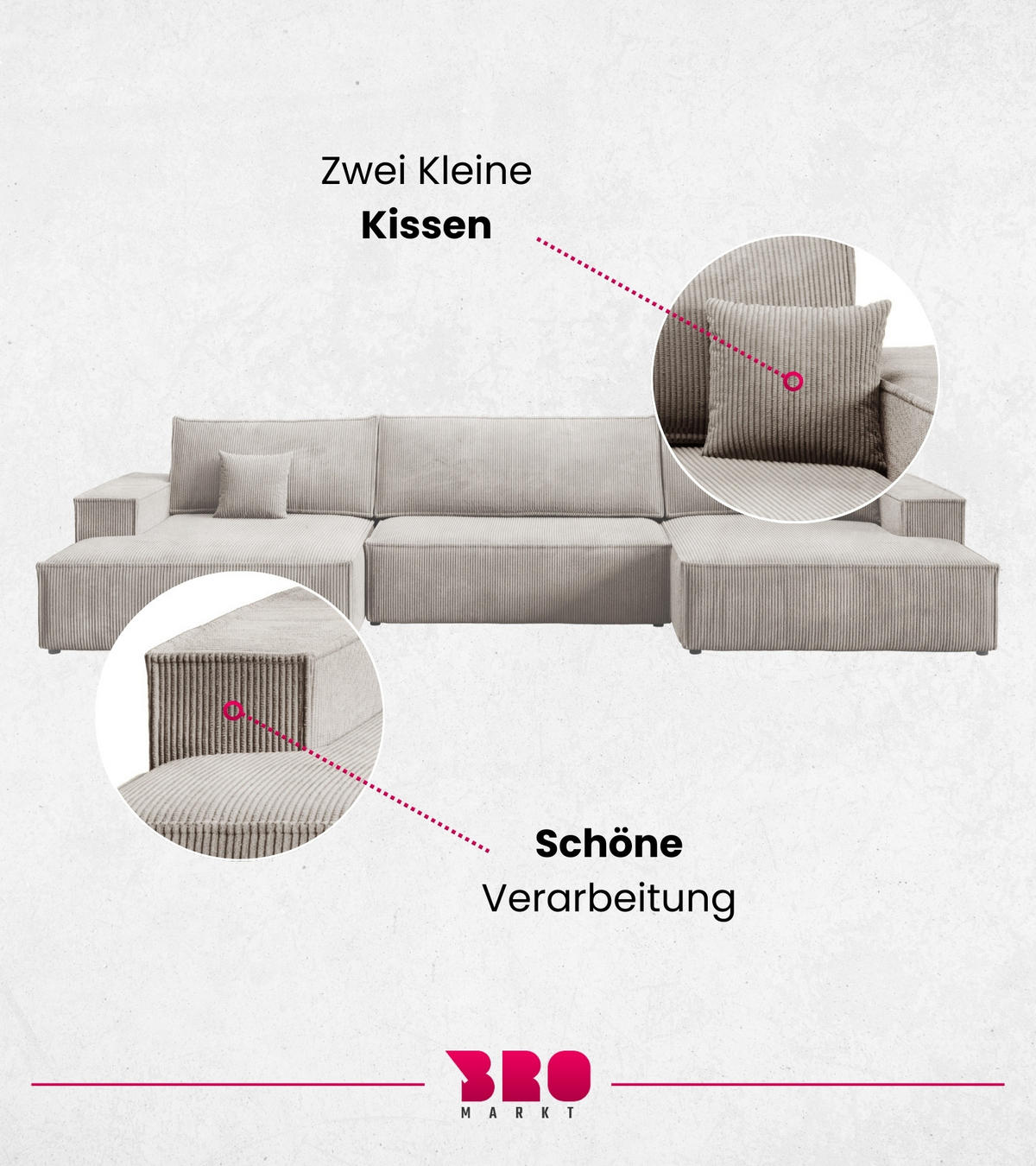 WOHNLANDSCHAFT Pablo Maxi mit Schlaffunktion Beige Cord - Beige, Textil (397/85/148cm) - Bromarkt