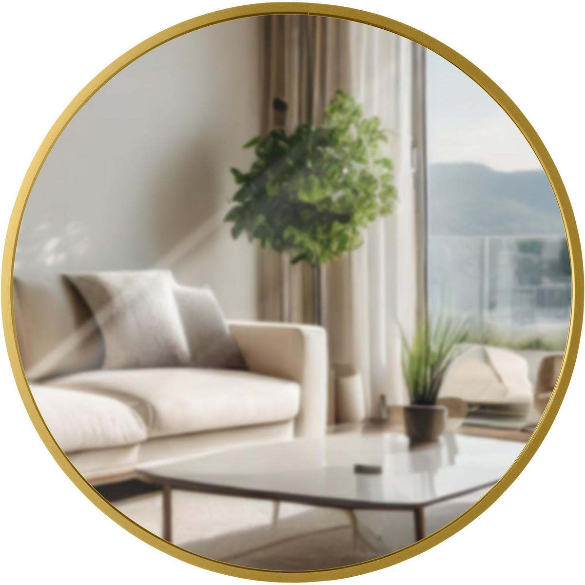 WANDSPIEGEL Gdansk Metall Gold glanz Runder Spiegel - Goldfarben, Metall (45/45/3cm) - DELUKE