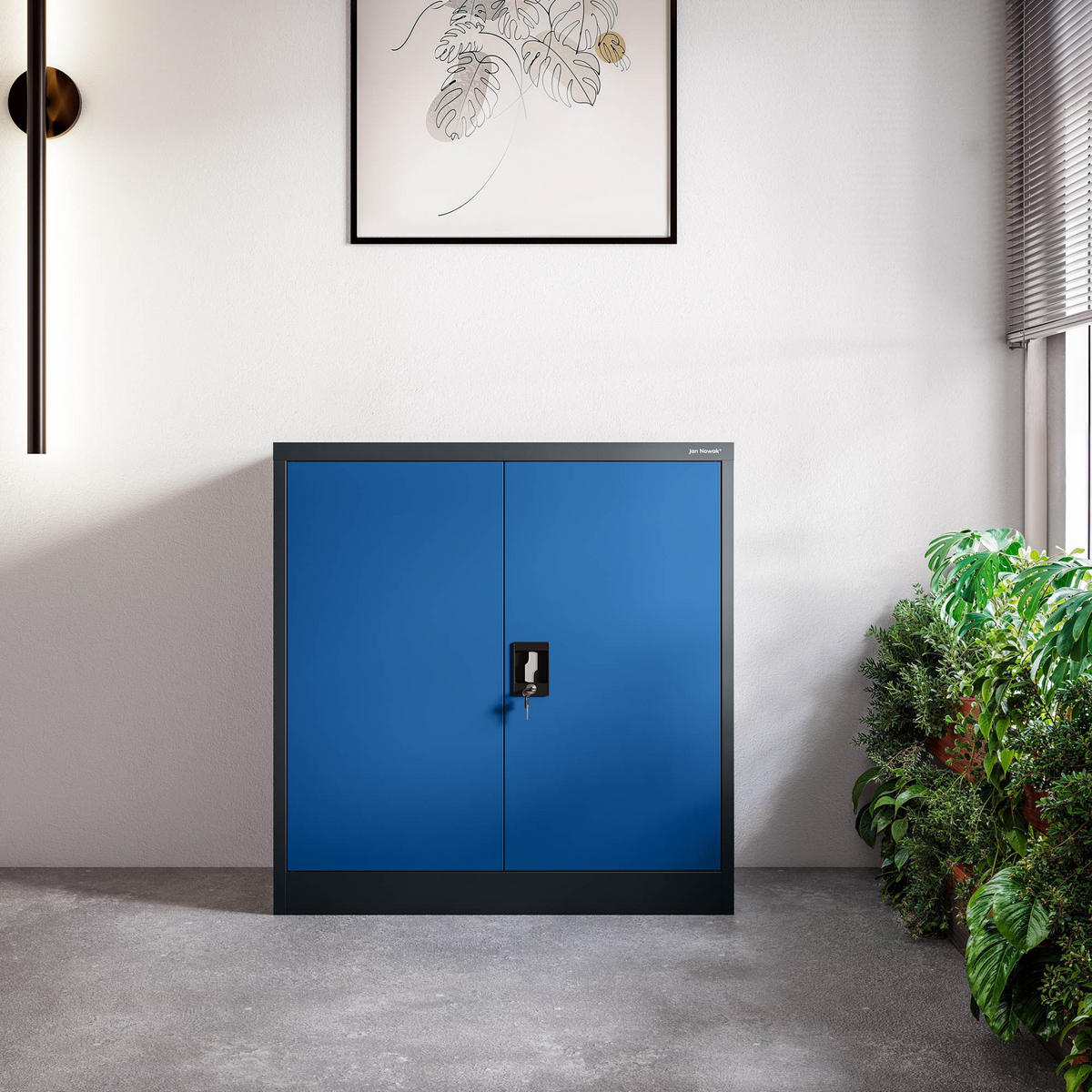 METALLSCHRANK BEATA - Blau/Anthrazit, Metall (90/93/40cm) - Jan Nowak