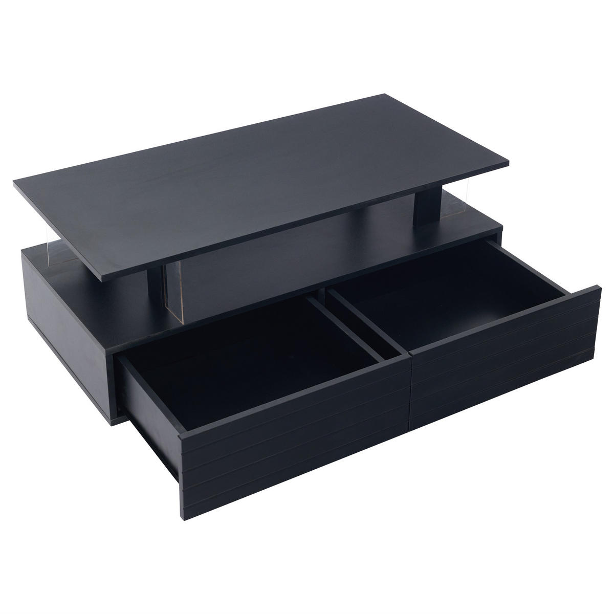 COUCHTISCH 100/50/42 cm Acryl Schwarz App Steuerung 60000 Farben Stauraum modern Wohnzimmer - Schwarz, Kunststoff (100/50/42.5cm) - EVRYAE