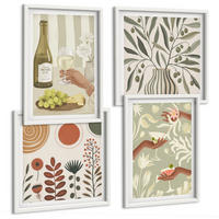 BILDER SET 4er Set - 50x50 cm & 40x60 cm Weißer Rahmen - Rustikale Cocktails mit Olivenblüten - Weiß, Kunststoff (50/50cm) - TULUP