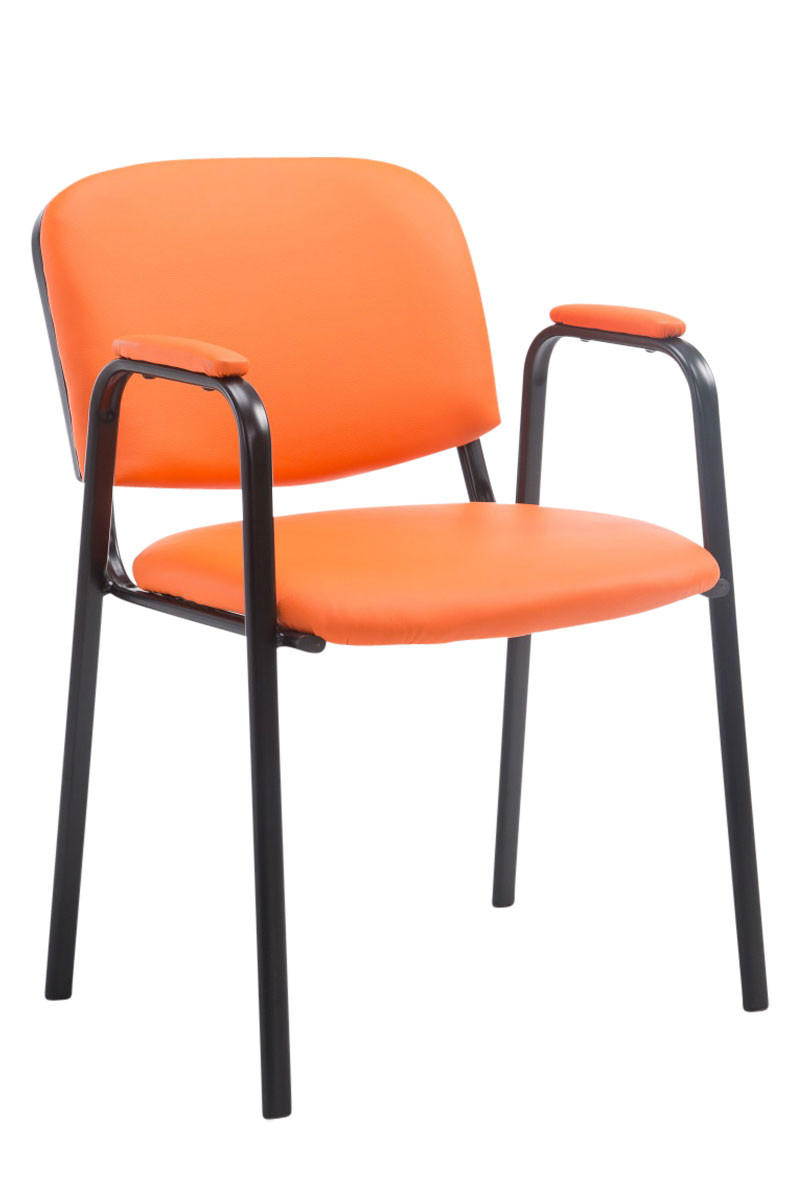 BESUCHERSTUHL Keen PRO, Kunstleder mit Armlehne - Gestell Schwarz / Bezug Orange - Schwarz/Orange, Textil/Metall (53/79/53cm) - TPFLiving