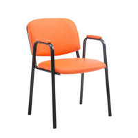 BESUCHERSTUHL Keen PRO, Kunstleder mit Armlehne - Gestell Schwarz / Bezug Orange - Schwarz/Orange, Textil/Metall (53/79/53cm) - TPFLiving