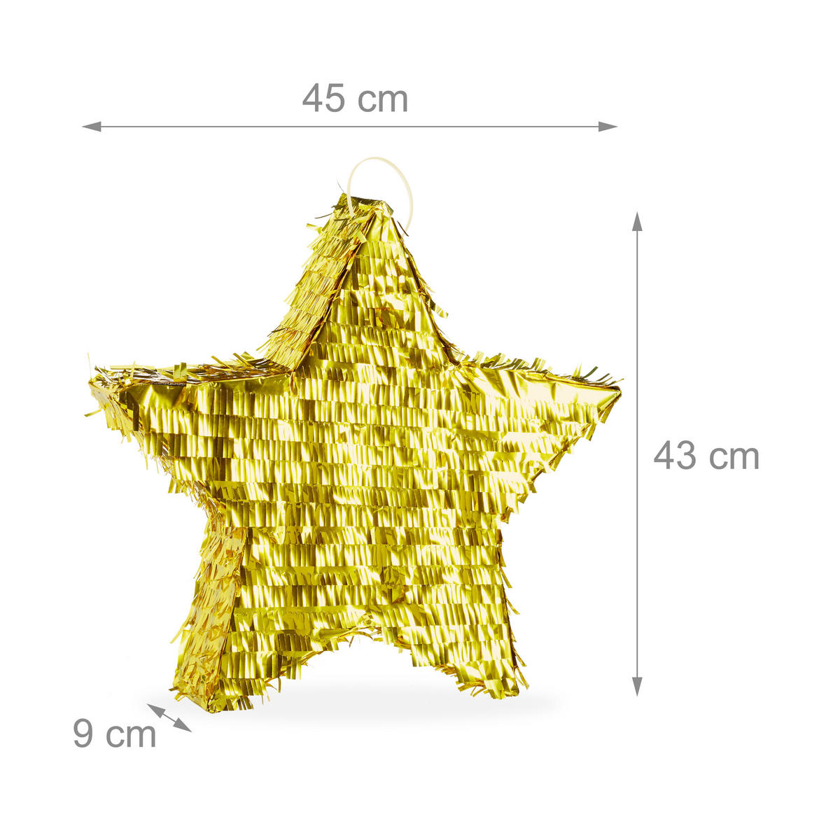 PINATA - Goldfarben, Papier/Wellpappe (45/43/9cm) - Relaxdays