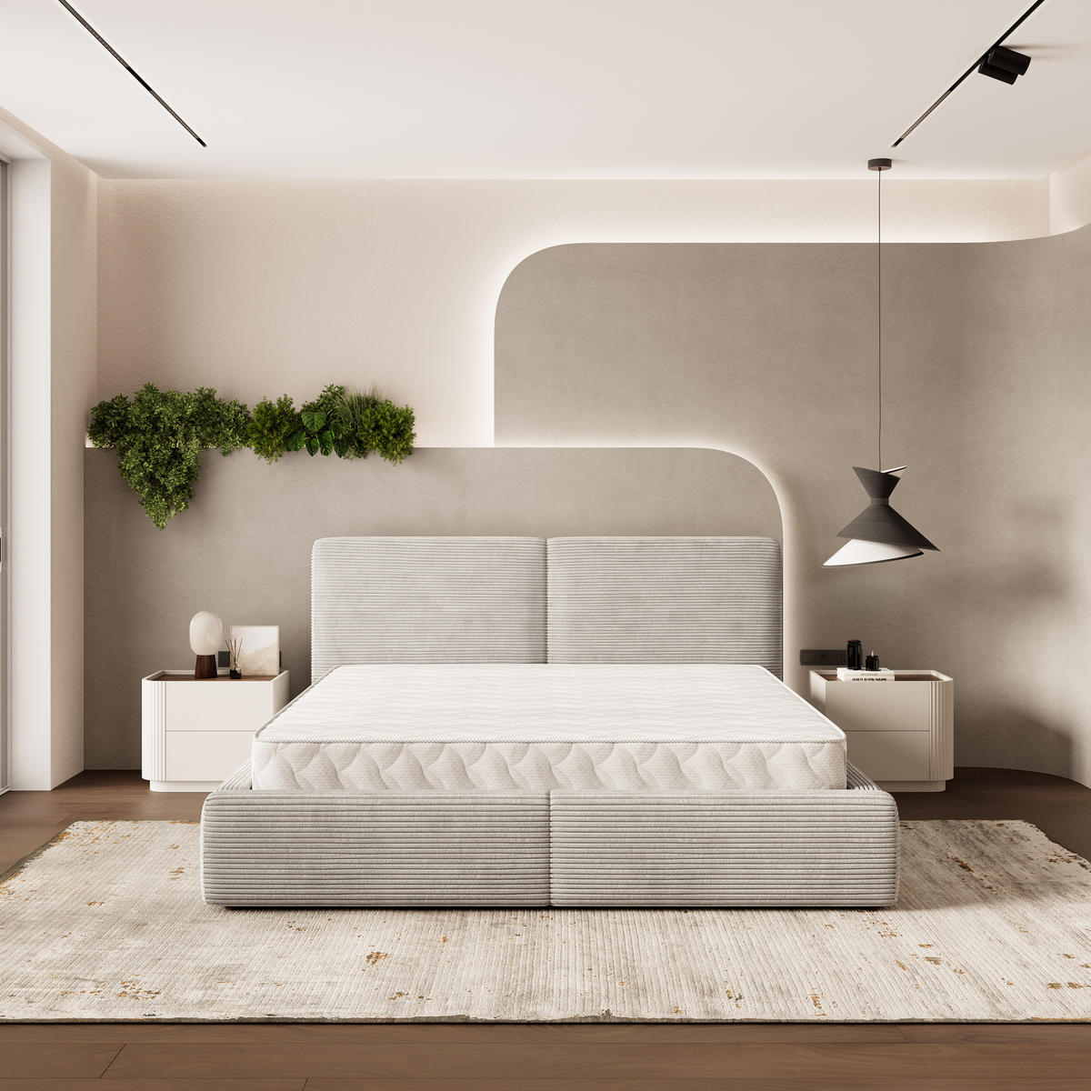 ČALOUNĚNÁ Postel FELURO 180x200 cm Krémová - krémová, kompozitní dřevo/textil (180/200cm) - MASSENO