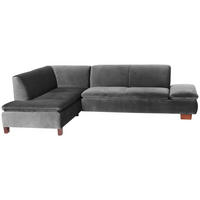 ECKSOFA mit Ottomane links Kaye Bezug Samtvelours Buche nussbaum dunkel / anthrazit - Anthrazit, Kunststoff (190/270cm) - 58aufmkessel