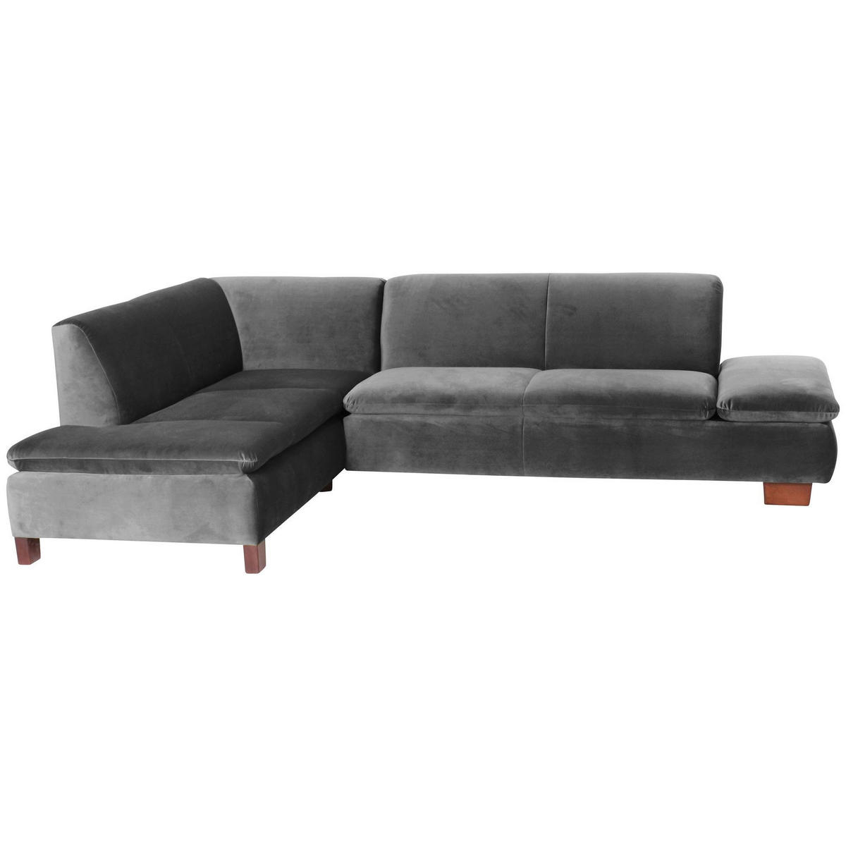 ECKSOFA mit Ottomane links Kaye Bezug Samtvelours Buche nussbaum dunkel / anthrazit - Anthrazit, Kunststoff (190/270cm) - 58aufmkessel