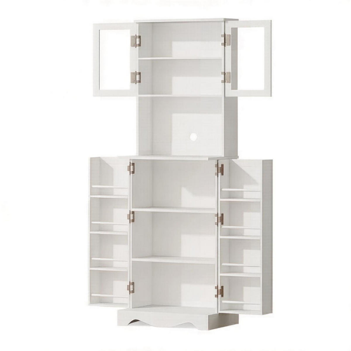 BUFFET DE-38833 60/39,5/179,6 cm 4 Türen und 8 Gewürzhalter Weiß - Weiß, Holzwerkstoff (60/179.6/39.5cm) - ComfortXL