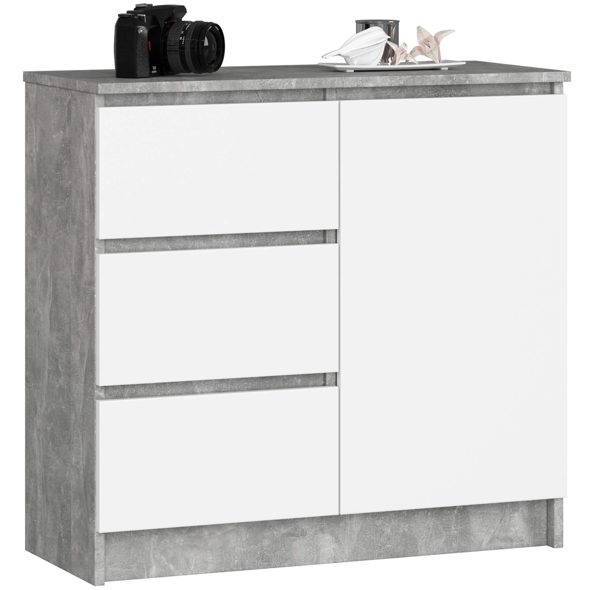 KOMMODE Steingrau, Weiß 35x80x77 cm - Weiß/Grau, Holzwerkstoff (80/77/35cm) - Akord