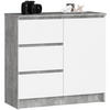 KOMMODE Steingrau, Weiß 35x80x77 cm - Weiß/Grau, Holzwerkstoff (80/77/35cm) - Akord