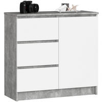 KOMMODE Steingrau, Weiß 35x80x77 cm - Weiß/Grau, Holzwerkstoff (80/77/35cm) - Akord