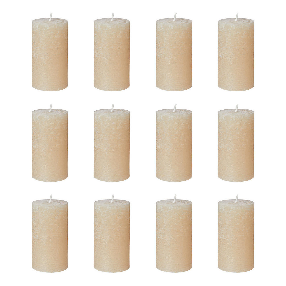STUMPENKERZE (12er Set) Rustic - Beige, Paraffin (13cm) - Butlers