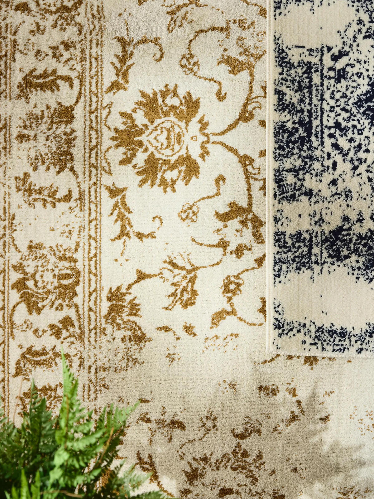 VINTAGE-TEPPICH Suki 140/200 cm - Creme/Mintgrün, Kunststoff (140/200cm) - benuta