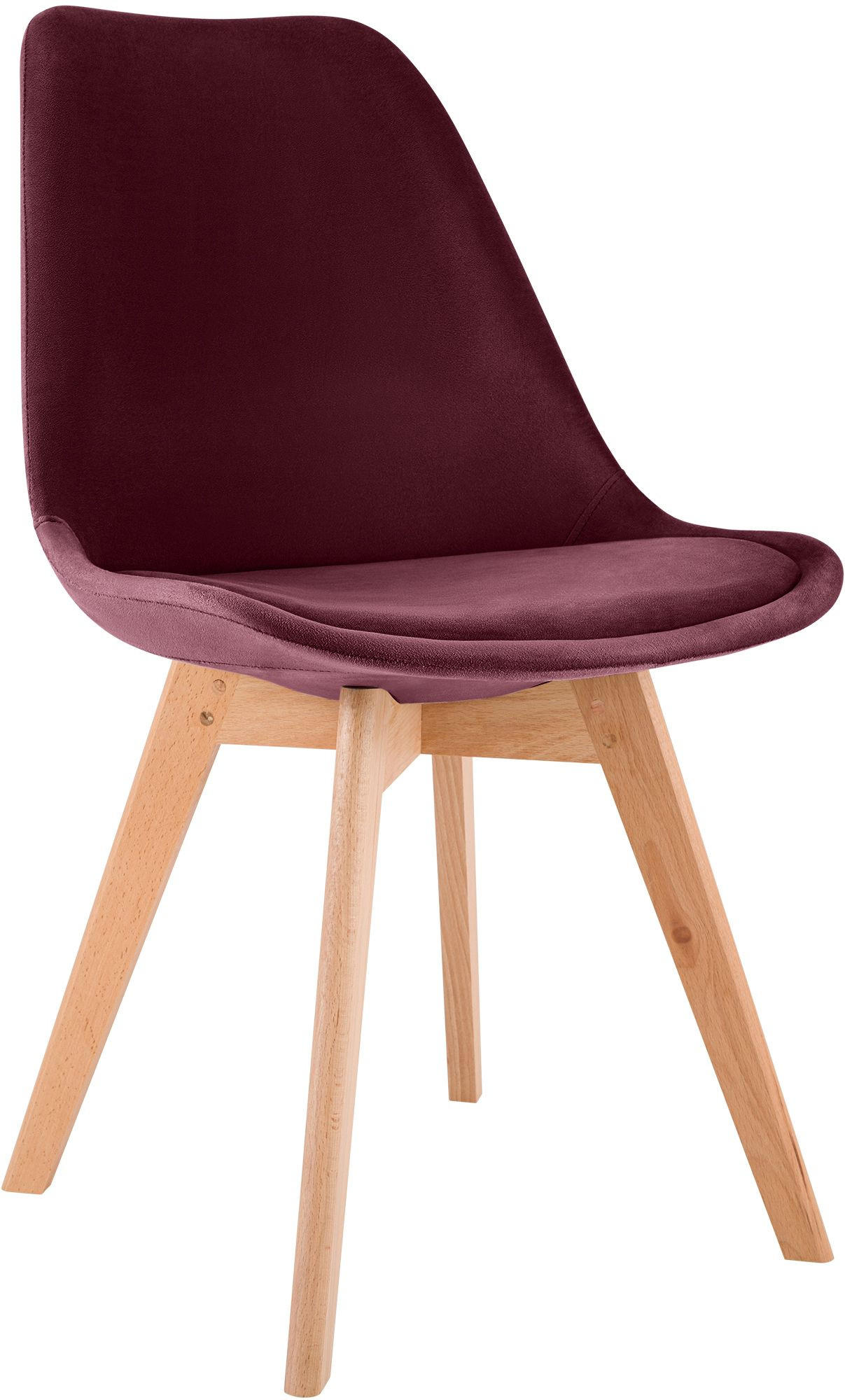 STUHL Samt bordeauxrot - Eukalyptusholzfarben/Bordeaux, Holz/Textil (49/83/50cm) - CLP