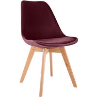 STUHL Samt Bordeauxrot - Eukalyptusholzfarben/Bordeaux, Holz/Textil (49/83/50cm) - CLP