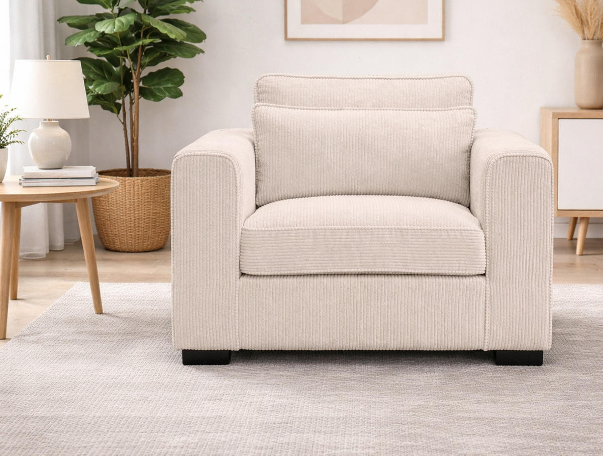 Inn.Furn SESSEL grau-beige Cord, Loungesessel 120 cm, Wohnzimmersessel ...