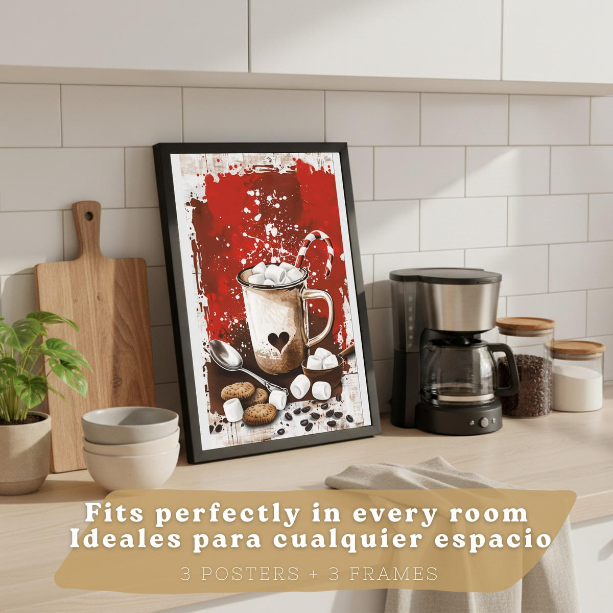PLAKAT Sada 3 Čokoláda A4 Černý rám - černá, papír (29.7/1/21cm) - Nacnic