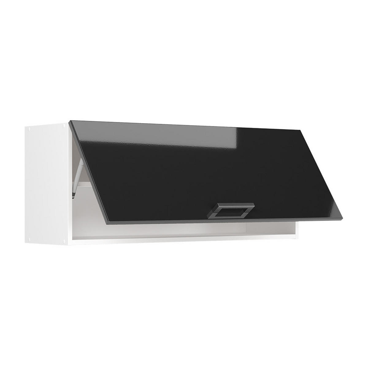 HÄNGESCHRANK R-Line, Anthrazit Hochglanz/Weiß, 100 cm Flach - Schwarz Hochglanz/Weiß, Holzwerkstoff (100/40/31cm) - Vicco