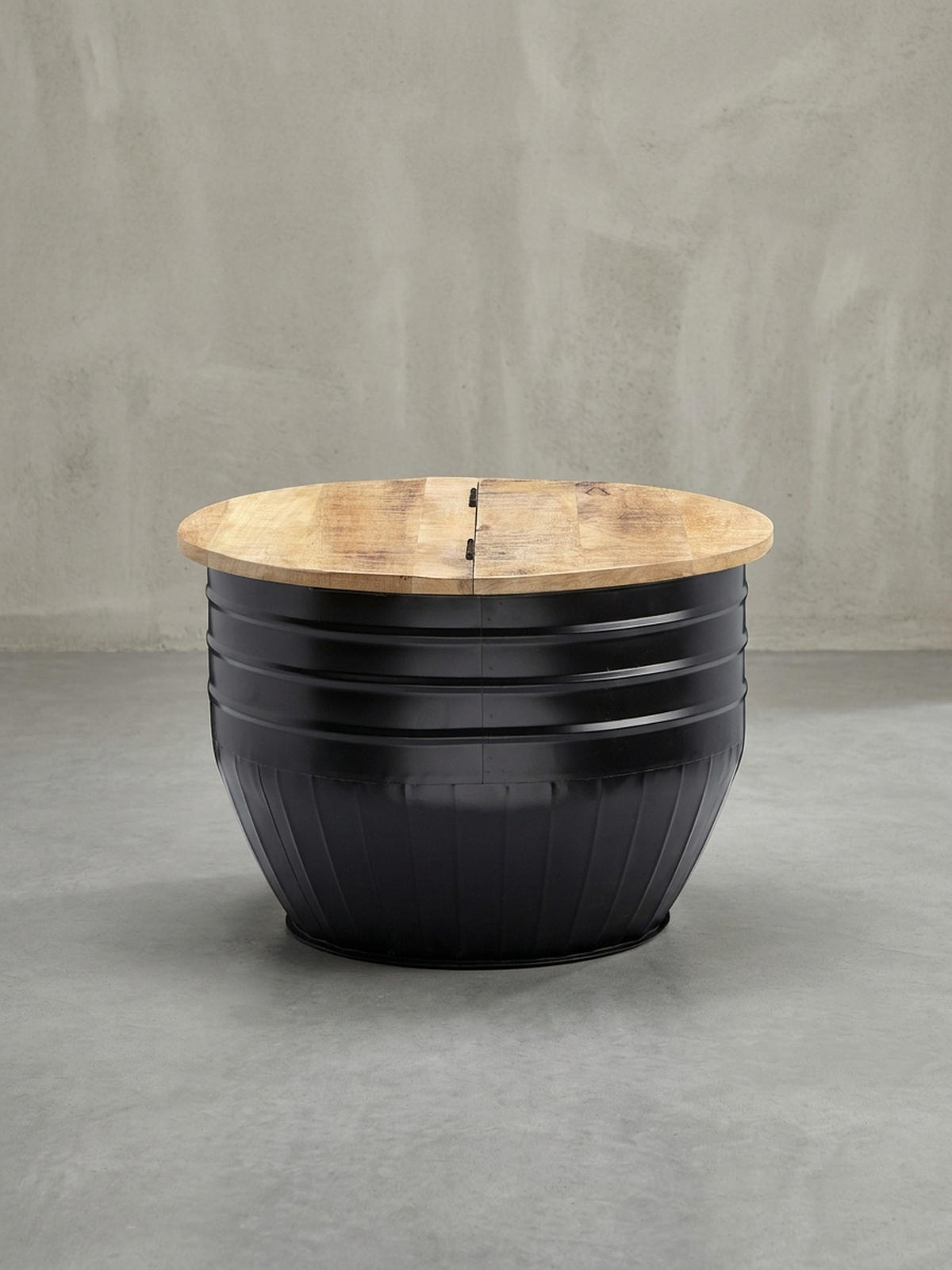 COUCHTISCH Mango Massivholz Industrial Stil mit Stauraum handgefertigtes Unikat - Schwarz, Holz/Metall (60/60/41cm) - KADIMA DESIGN
