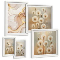 BILDER SET 5er Set - 50x50 cm & 20x30 cm & 40x60 cm Weißer Rahmen - Zitronenblüten am Meer - Weiß, Kunststoff (40/60cm) - TULUP