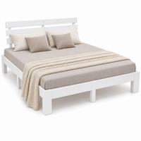 BETT Weiß Massivholz mit Lattenrost 140x200 cm - Weiß, Holz - Relaxdays