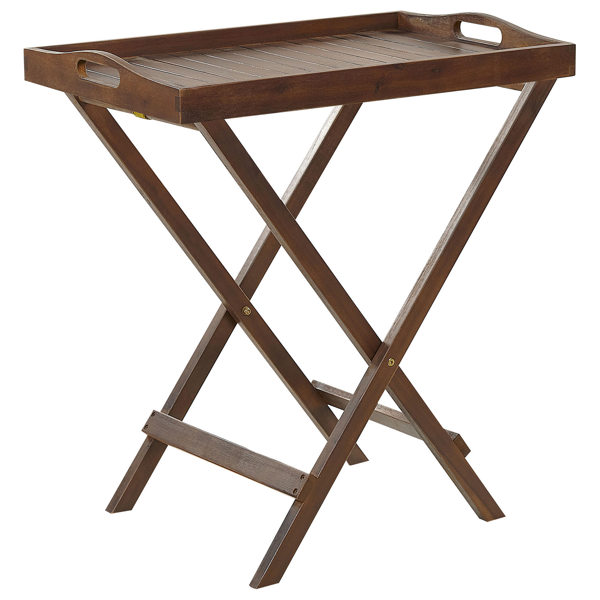 GARTENTISCH Massivholz Dunkler Holzfarbton Amantea - Dunkelbraun, Holz (68/45/73cm) - Beliani