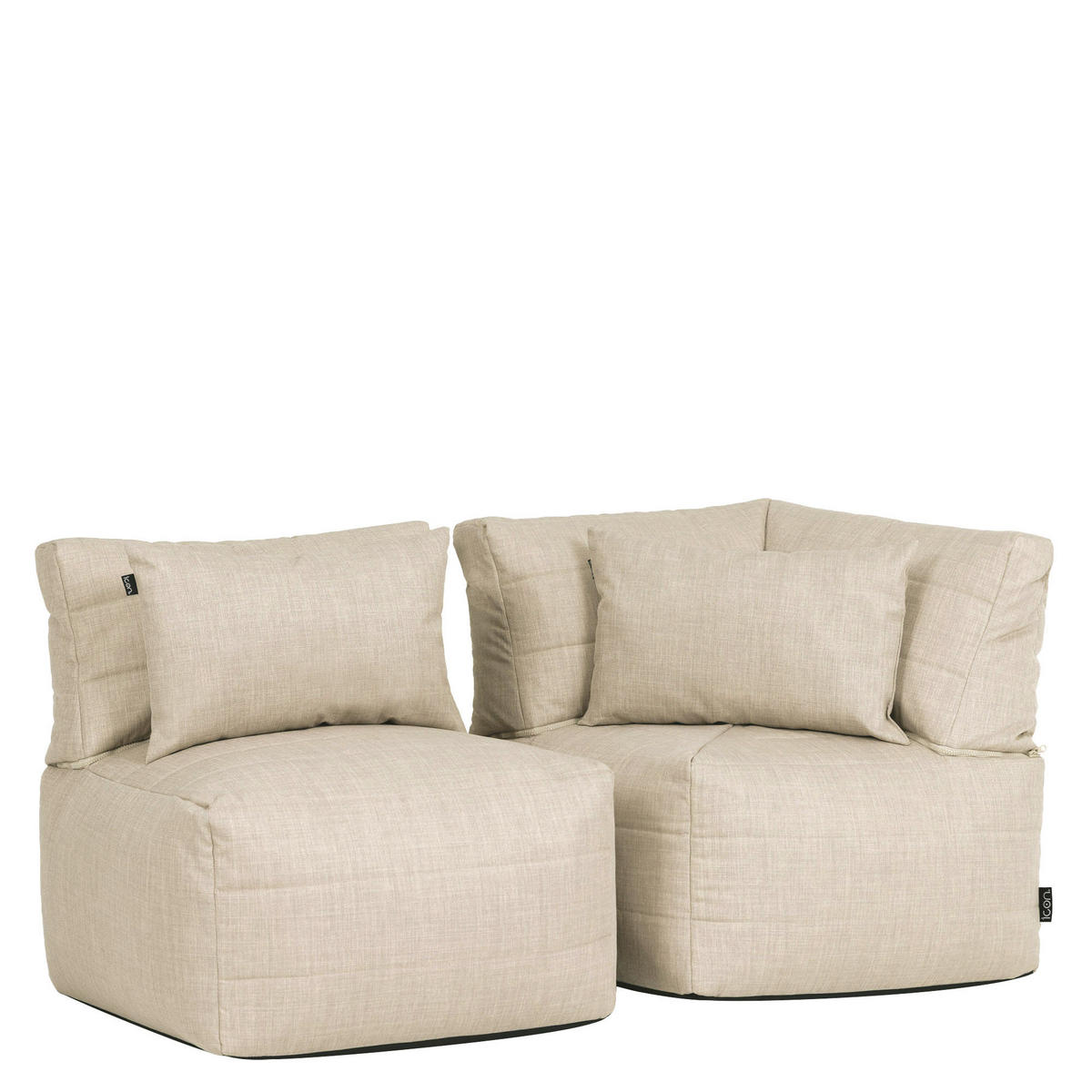 SITZSACK-SOFA 2-tlg. modular outdoor Noa - Beige, Textil (143/70/78cm) - icon