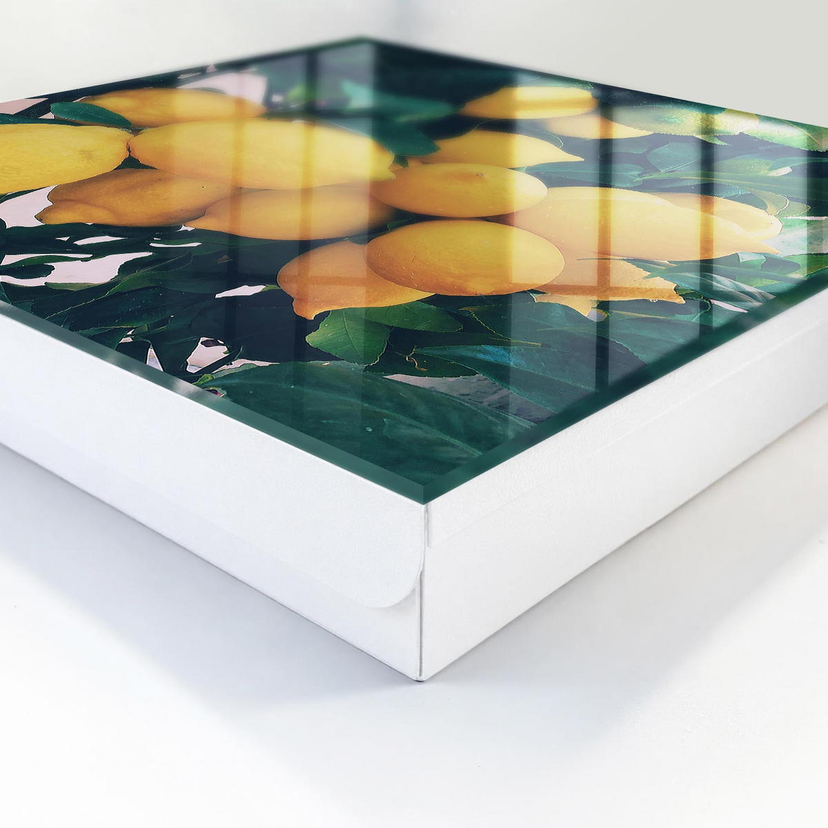 SCHLÜSSELBOX Weiß 30x30 cm – Türöffnung nach rechts - Grüne Blätter - Grün, Metall (30/30/5cm) - TULUP