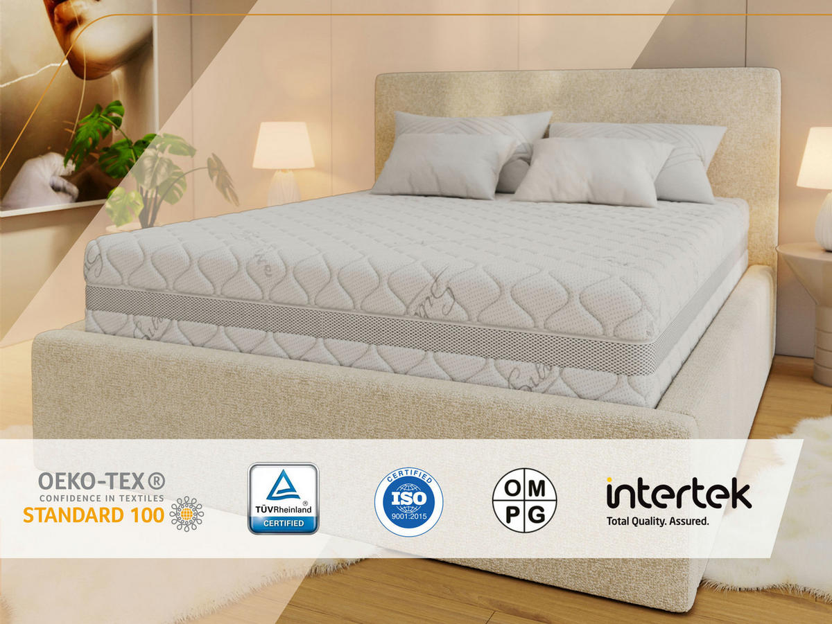 TASCHENMATRATZE RINALI - 140/200 - H3 - Sivo - Weiß, Textil (140/200cm) - MKS