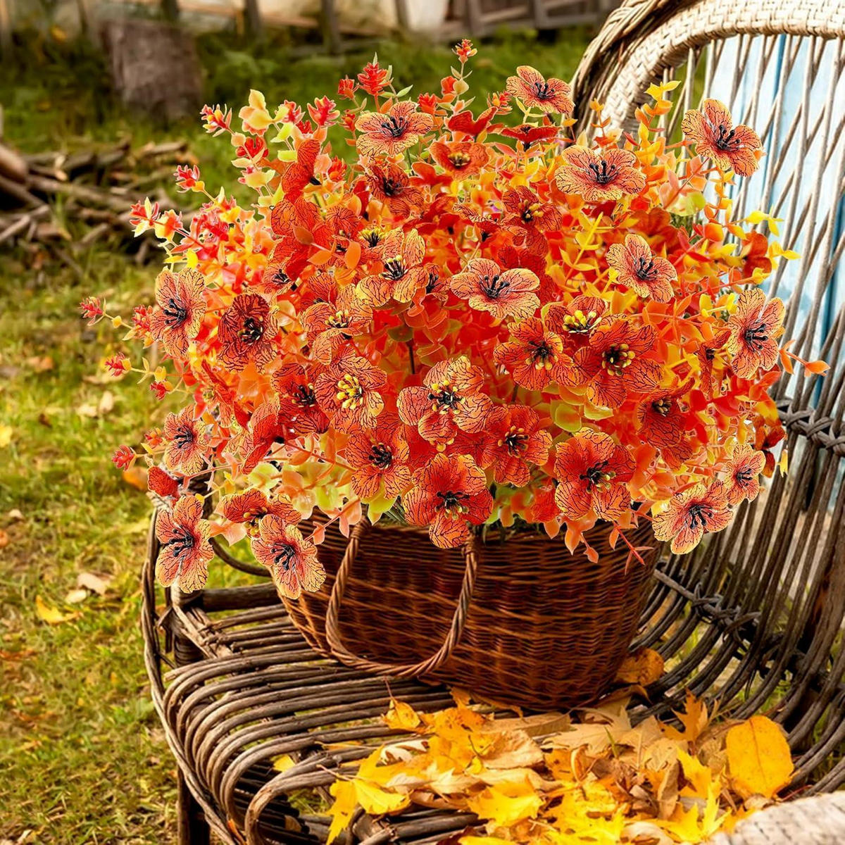 KÜNSTLICHE Blumen 8-teiliges Set Herbstdeko Orange - Orange, Kunststoff (36cm)