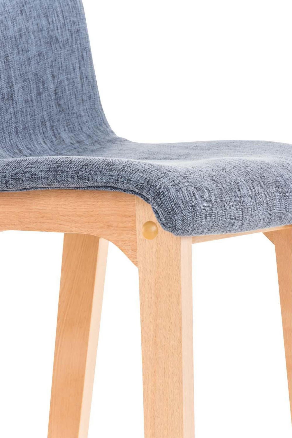 BARHOCKER Stoff blau - Blau/Eukalyptusholzfarben, Holz/Textil (41/101/46cm) - CLP