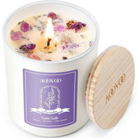 DUFTKERZE Lavendel mit Kristallen und Trockenblumen, 280g - Weiß, Paraffin (8cm)